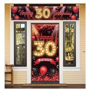 Birthday Party Door Banner - Red and Black